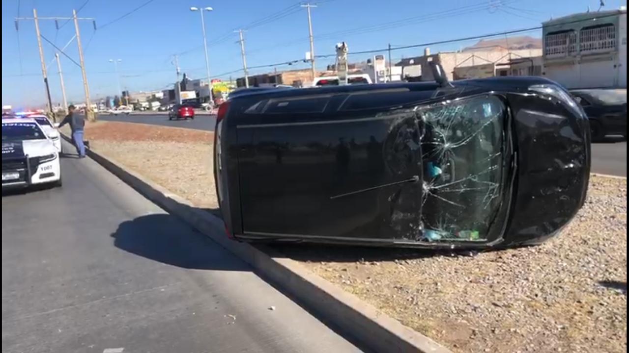 Aparatosa volcadura esta mañana