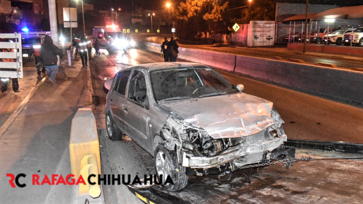 Choque – volcadura en la curva de la Cantera y Washington