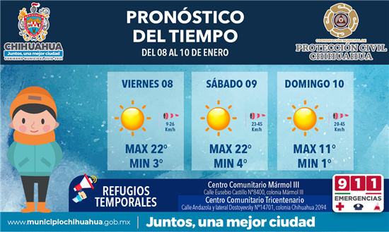 Arreciará frío el domingo en la ciudad