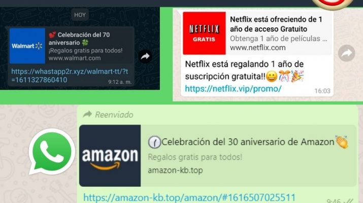 “Regalos” de Netflix, Amazon y Walmart por WhatsApp son falsos