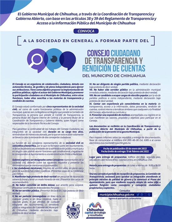 Invitan a ser parte del Consejo de Transparencia de la Capital