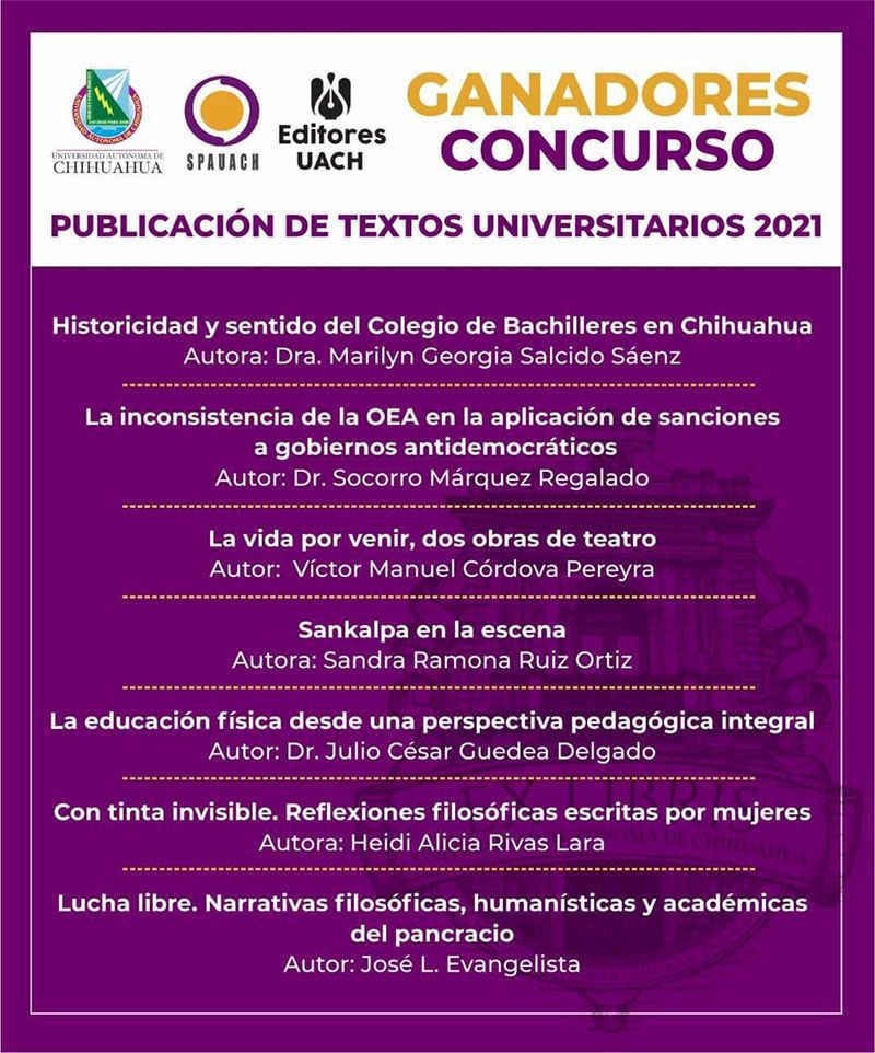 UACH dio a conocer la lista de los ganadores del concurso de “Publicación de textos universitarios 2021”