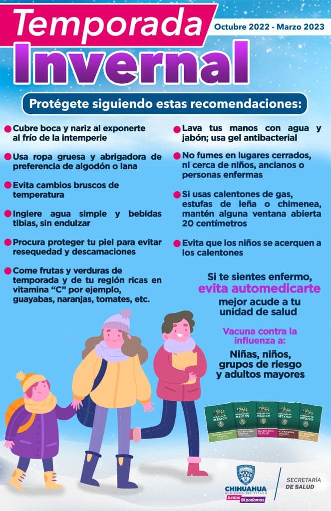 Recomienda Secretaría de Salud acciones de prevención para esta temporada de frío