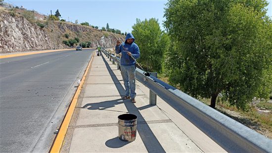 Realizan trabajos de pintura en guarniciones y vallas de avenida Teófilo Borunda