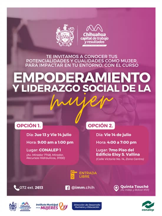 Invitan al taller Empoderamiento y liderazgo social de la mujer