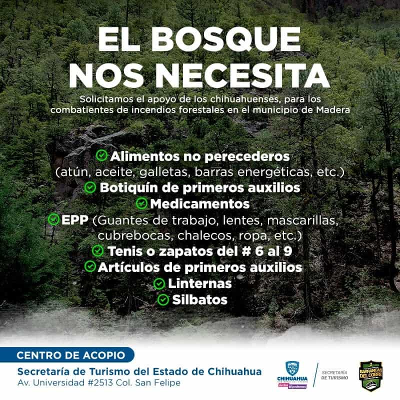 Habilitan Centro de Acopio de insumos en apoyo a combatientes de incendios forestales