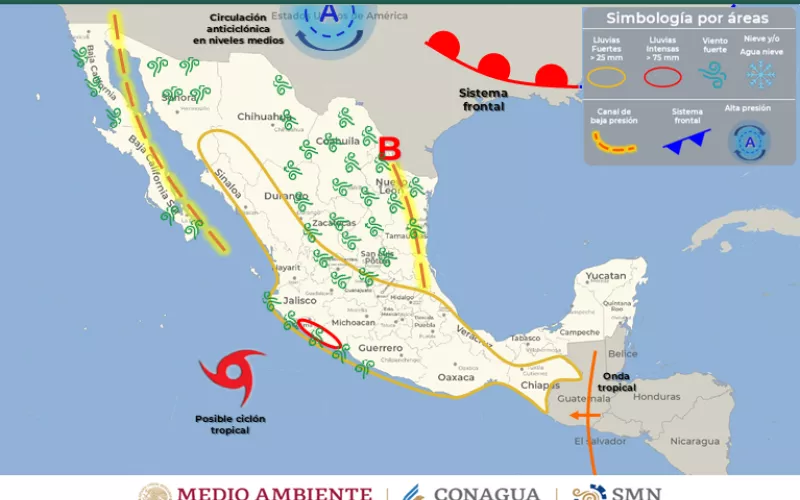 Se concentrarán lluvias sobre la región serrana