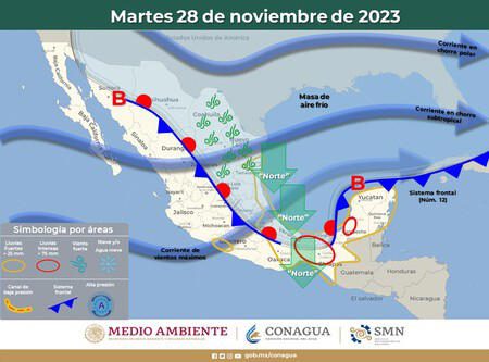 El frente frío 12 llega a México con temperaturas de hasta -10 °C