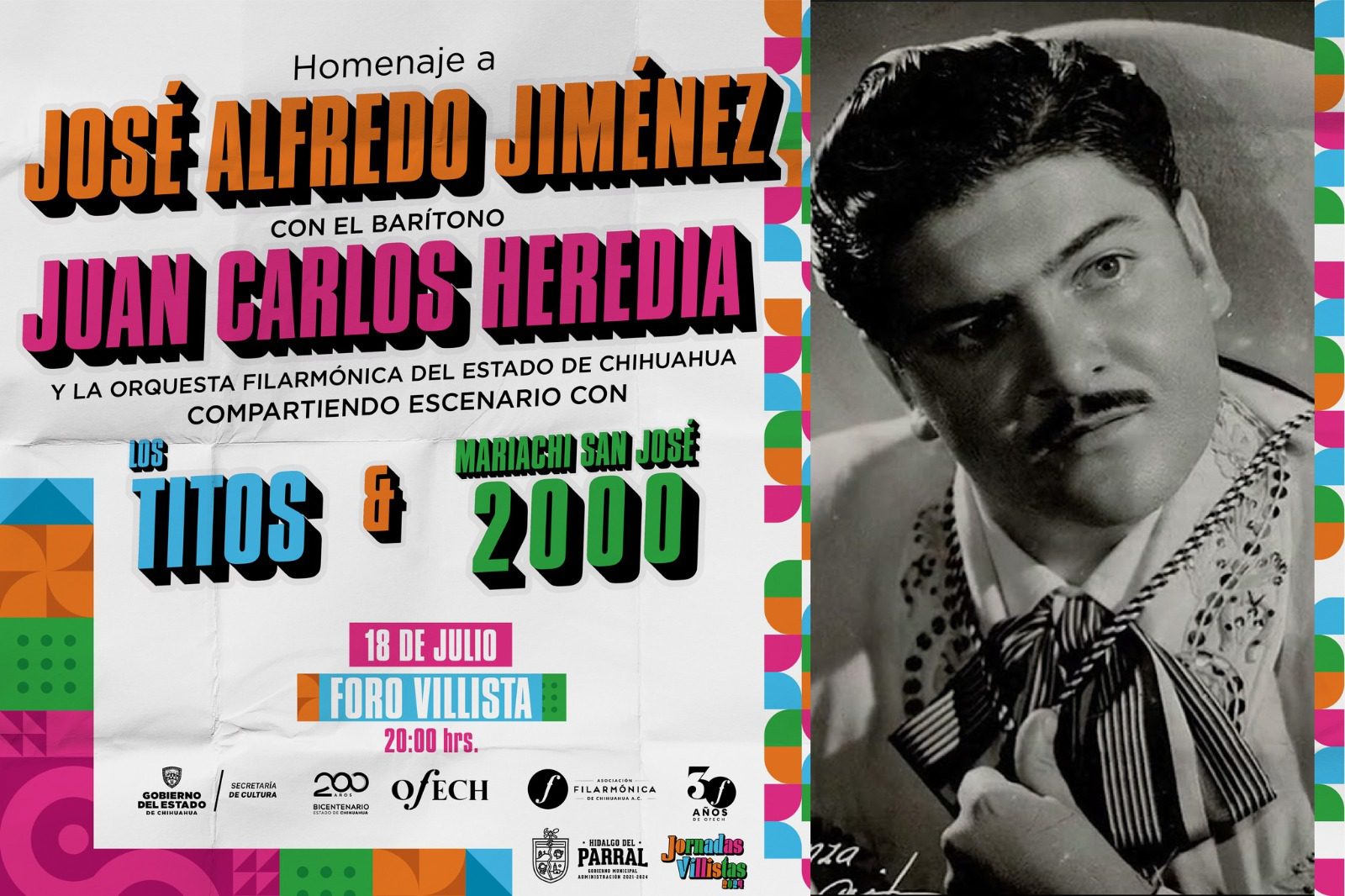 Invitan al concierto “Homenaje a José Alfredo Jiménez” en el Foro Villista de Parral