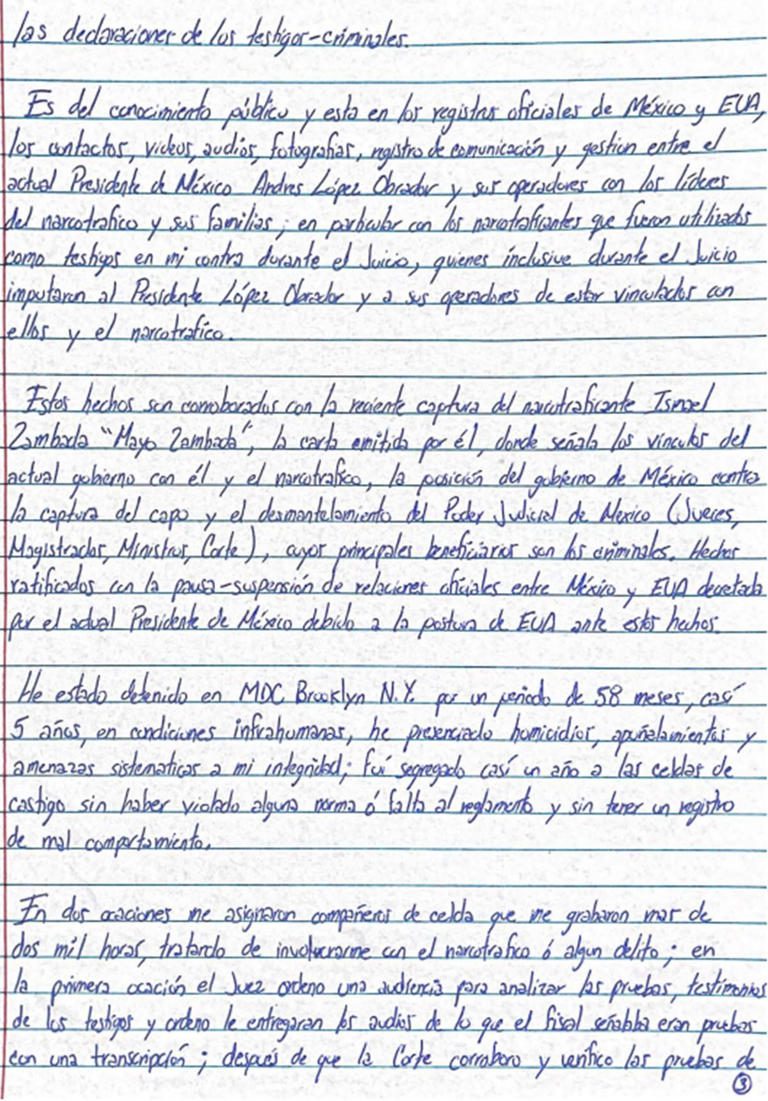 Genaro García Luna manda carta desde la cárcel; dice que hay audios de AMLO con narcos