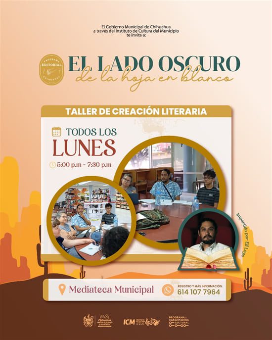 Invitan al Taller de Creación Literaria El Lado Oscuro de la Hoja en Blanco