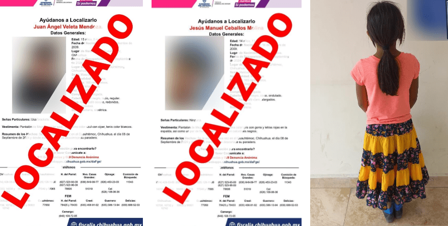 Localizan a salvo a tres menores reportados como desaparecidos en distintos hechos