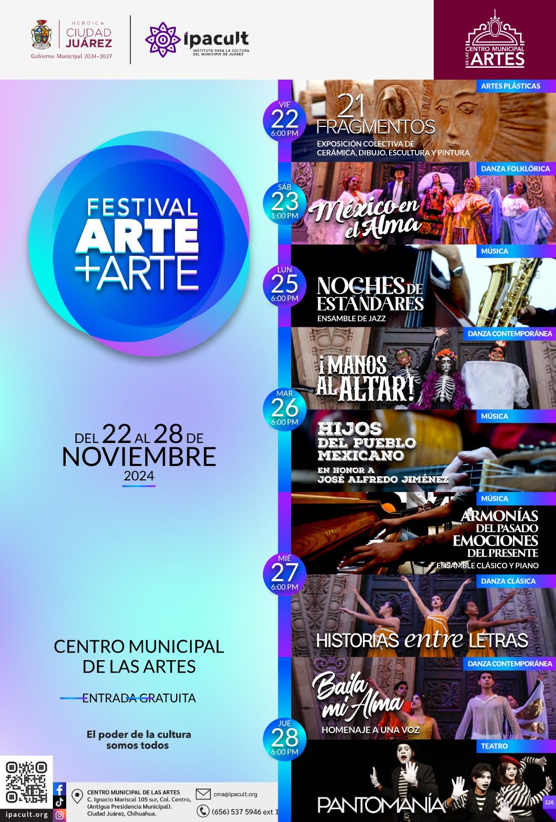 El IPACULT invita al Festival Arte+Arte que cierra cursos en el CMA