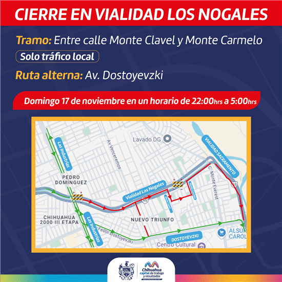 Anuncian cierre en vialidad Los Nogales por instalación de paso peatonal