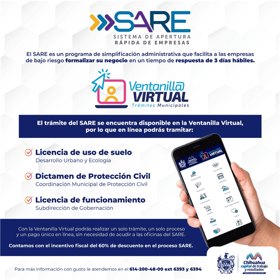 Invitan a realizar tus trámites del SARE a través de la Ventanilla Virtual