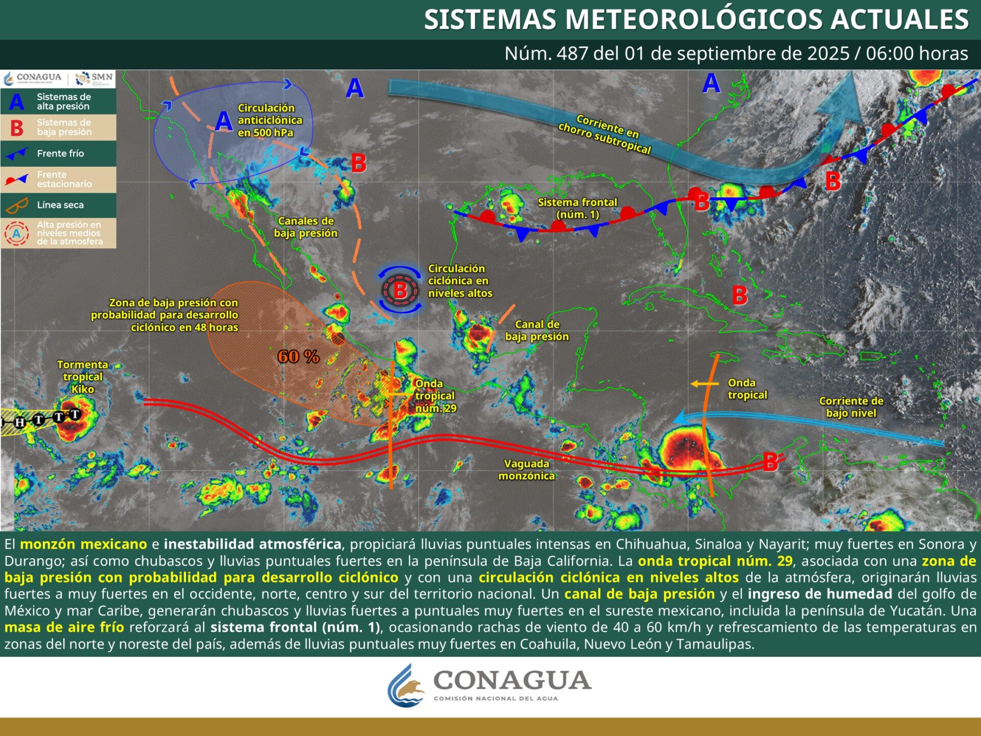 19 estados con bajas temperaturas y tormentas hoy 1 de septiembre