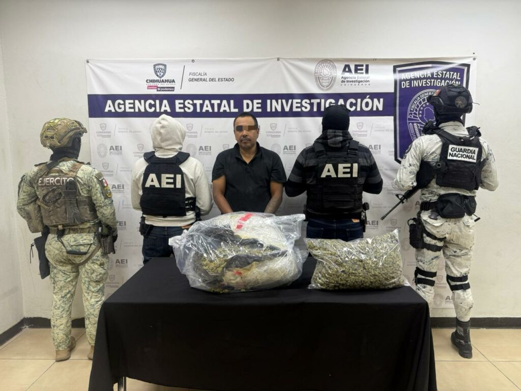 Detiene AEI a hombre en posesión de casi nueve kilos de marihuana en Parajes de San Isidro