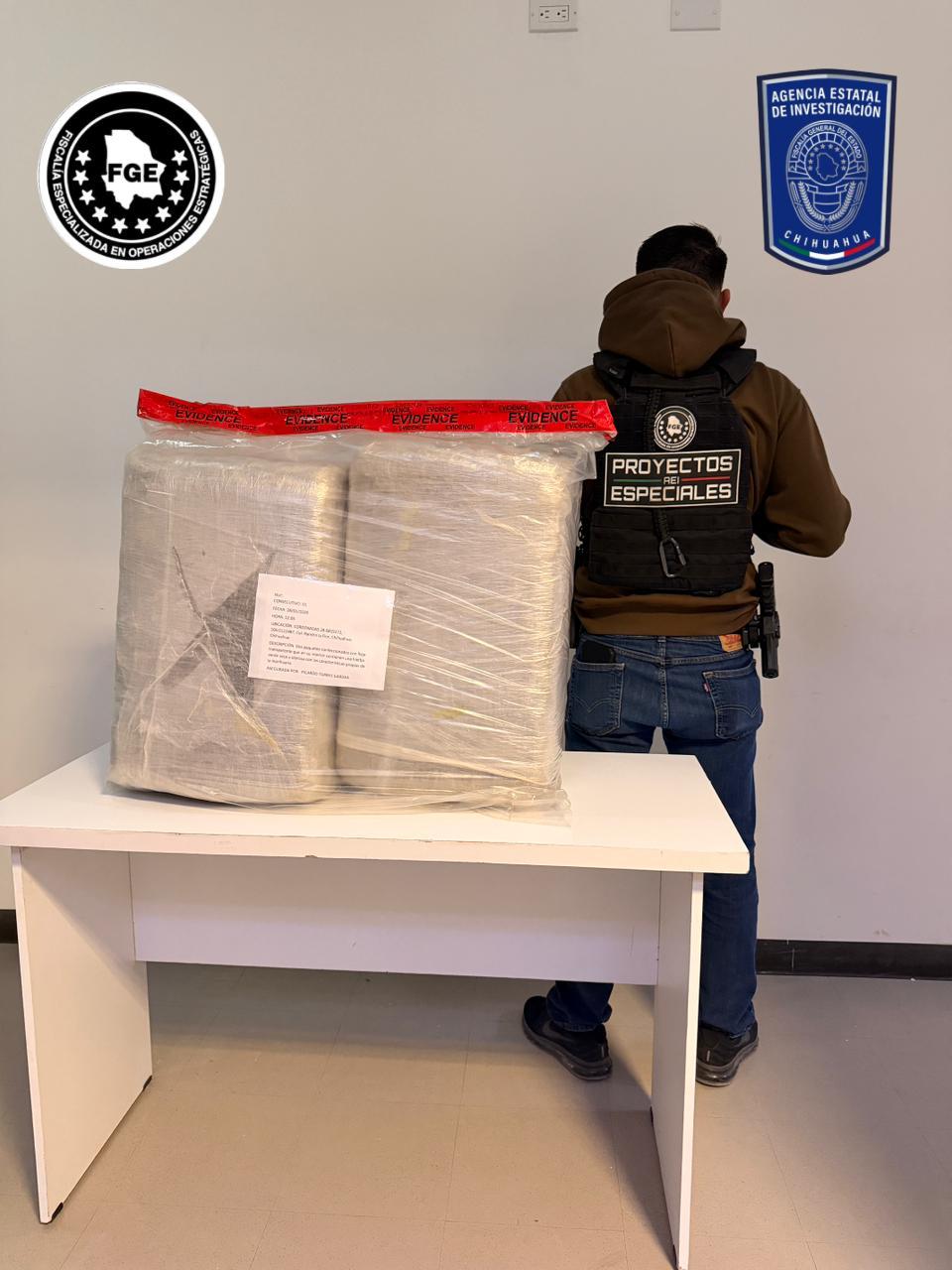 Asegura Fiscalía Especializada en Operaciones Estratégicas 19 kilogramos de mariguana en Rancho La Flor