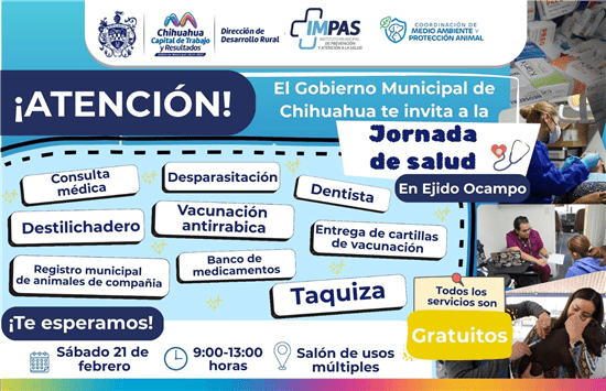 Invitan a jornada de salud en Ejido Ocampo