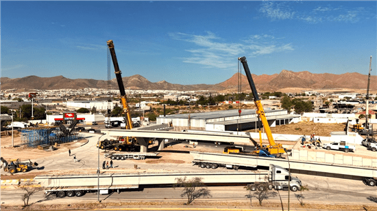 Avanzan con montaje de trabes en puente carretera Aldama y Fuerza Aérea