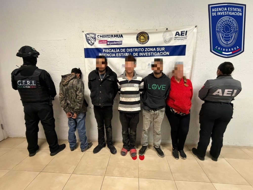 Detiene FGE Zona Sur a cinco personas por delitos contra la salud tras cateo en la colonia Juárez