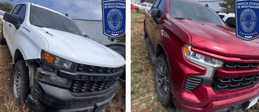 Asegura AEI en Parral dos pick ups robadas en Estados Unidos