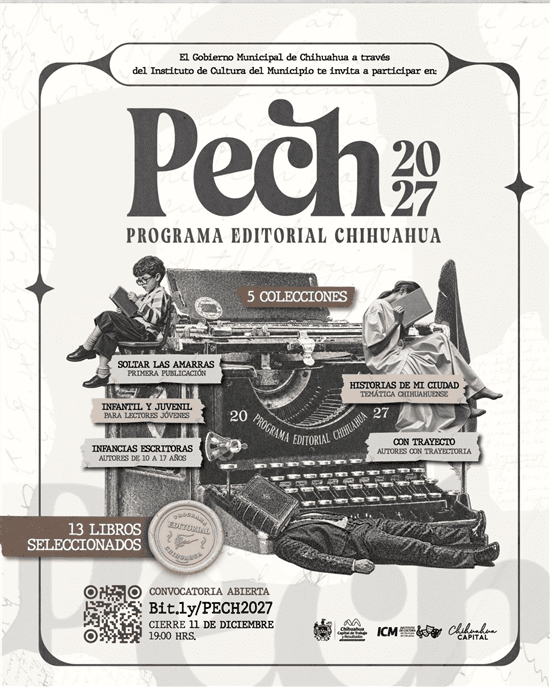Abren convocatoria del PECH 2027 para impulsar a escritores locales