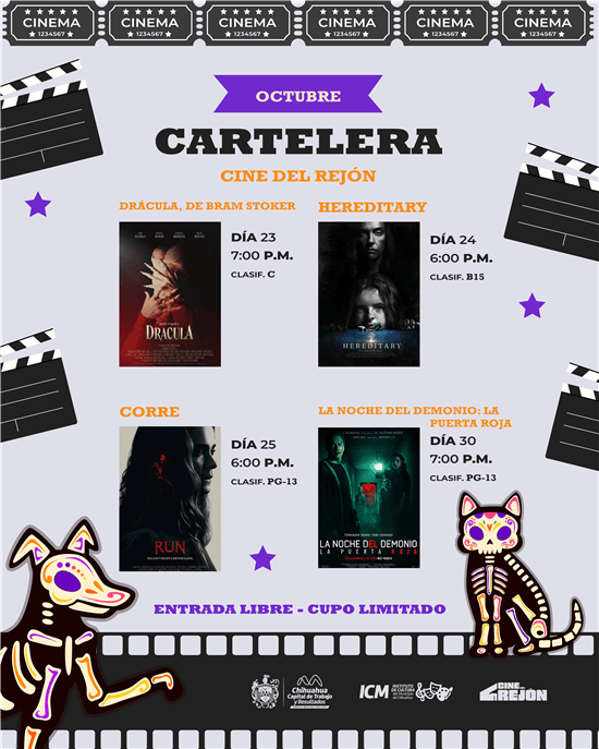 Invitan a disfrutar de la cartelera de octubre del Cine del Rejón